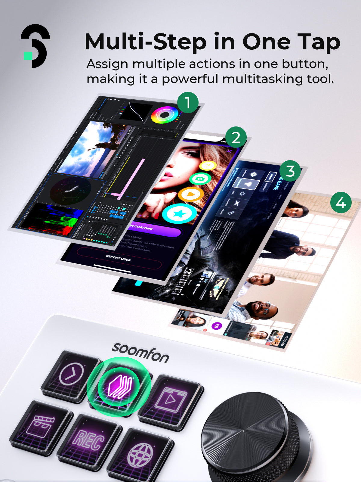 SOOMFON Stream Controller SE with 6 Macro Keys & Dashboard Customizable LCD Buttons Black