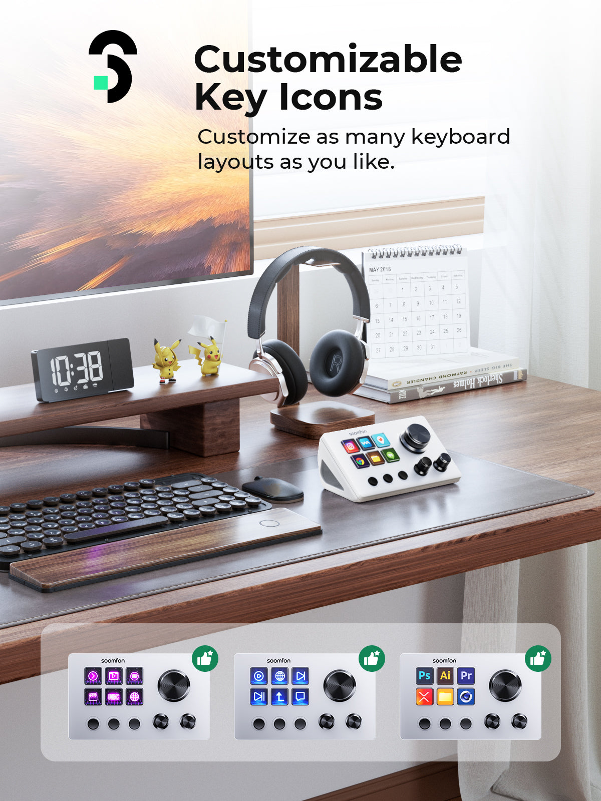 SOOMFON Stream Controller SE with 6 Macro Keys & Dashboard Customizable LCD Buttons Black