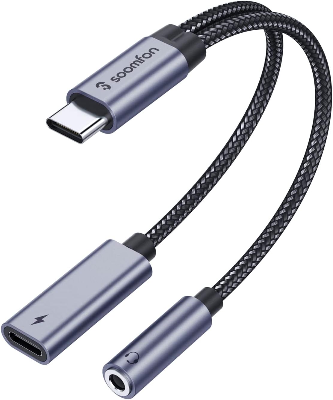 2-in-1 USB C to 3.5mm Jack Headphones and Charger Adapter,