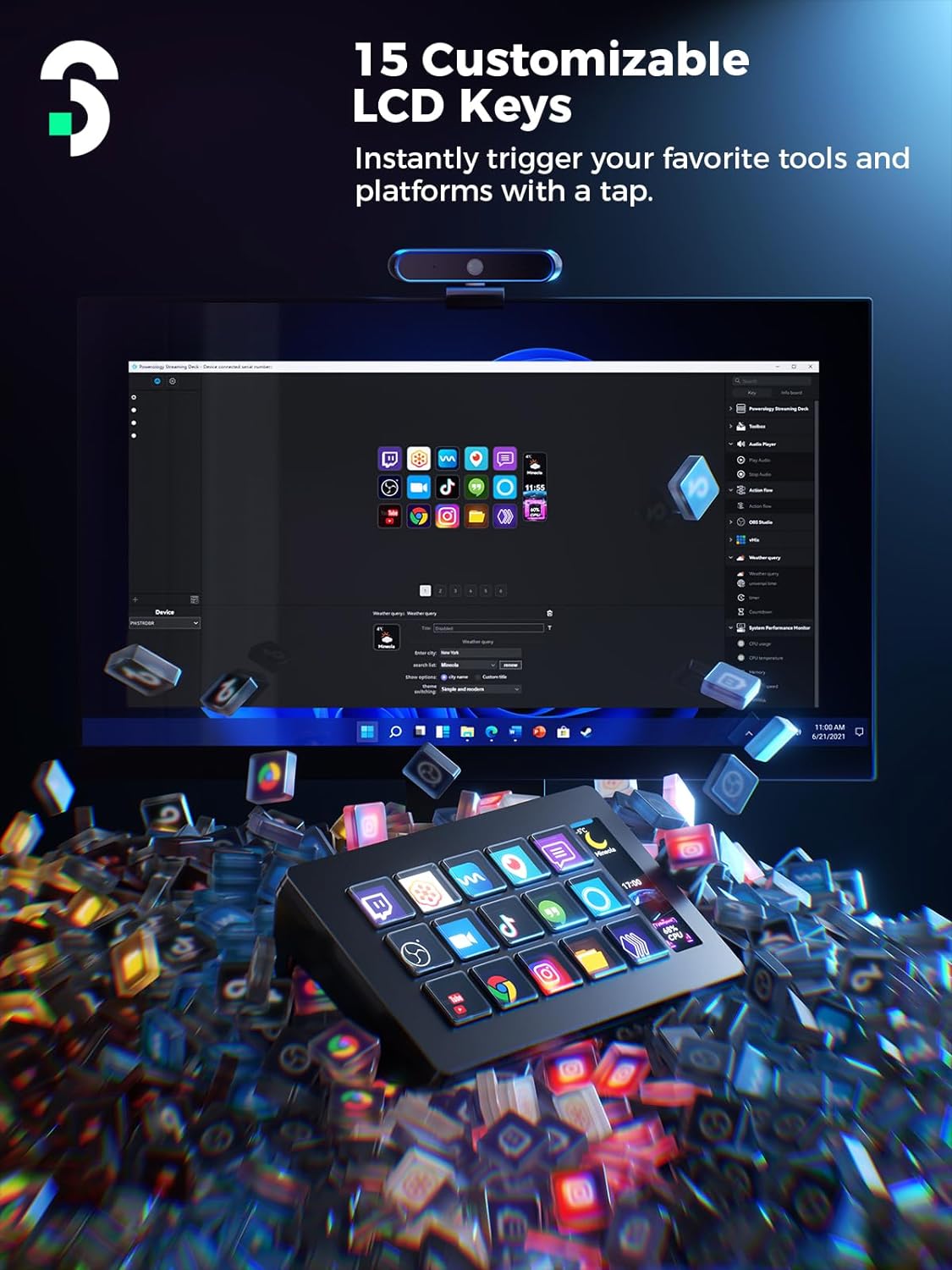 SOOMFON Stream Controller with 15 Macro Keys & Dashboard