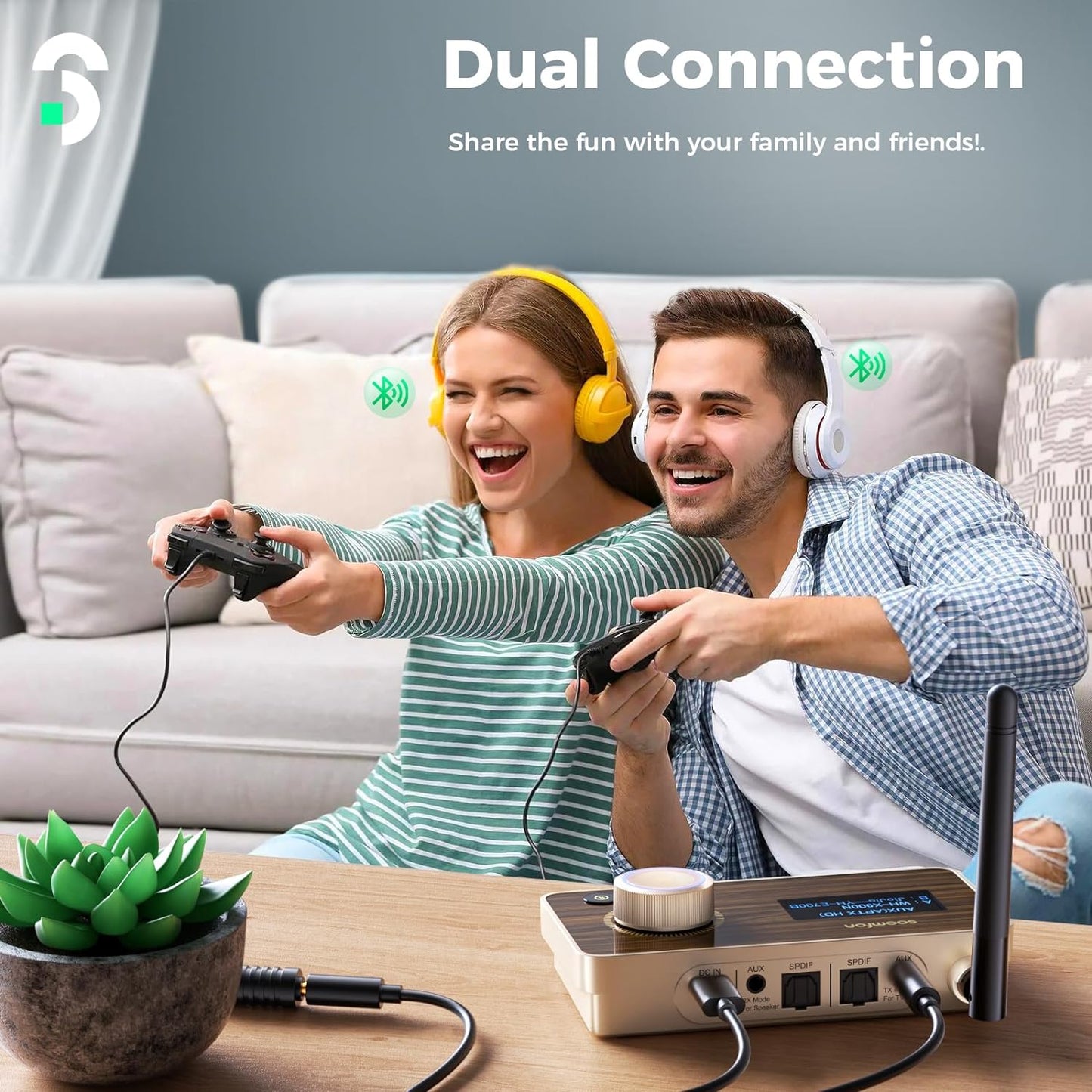 2-in-1 Bluetooth 5.2 Transmitter Receiver AptX Low Latency