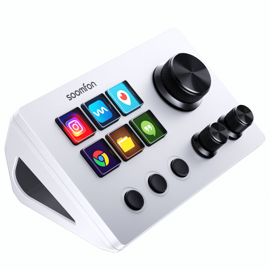 SOOMFON Stream Controller SE with 6 Macro Keys & Dashboard Customizable LCD Buttons White