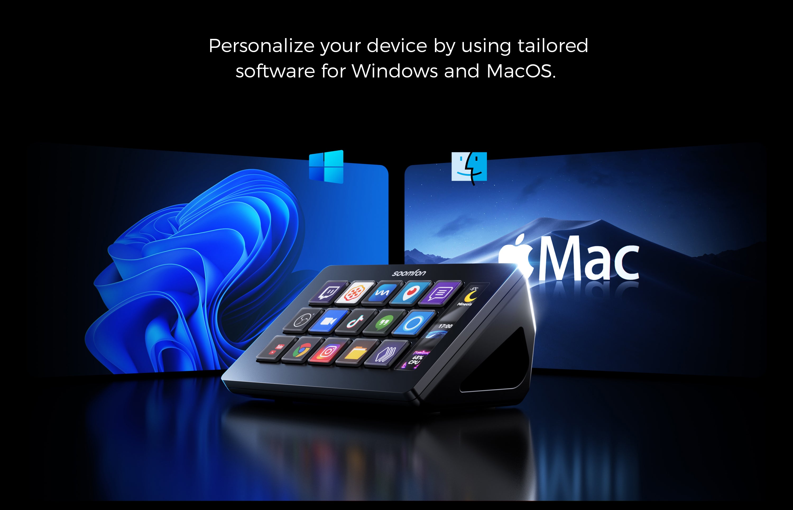 SOOMFON Stream Controller with 15 Macro Keys & Dashboard