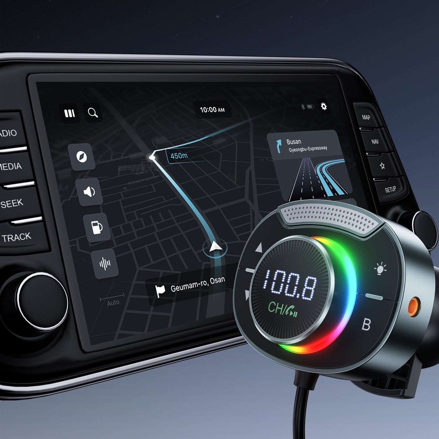 Bluetooth 5.3 FM Transmitter with 48W Car Charger